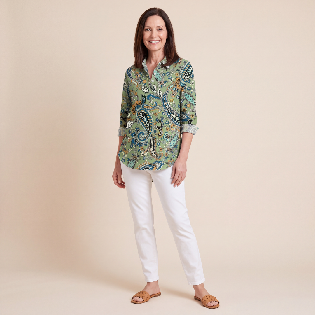 Joanna™ | Paisley Print Button-Up Blouse
