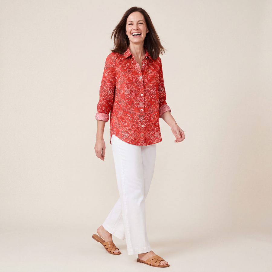 Joanna™ | Paisley Print Button-Up Blouse