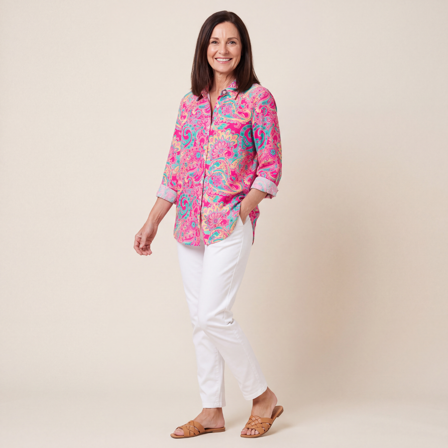 Joanna™ | Paisley Print Button-Up Blouse