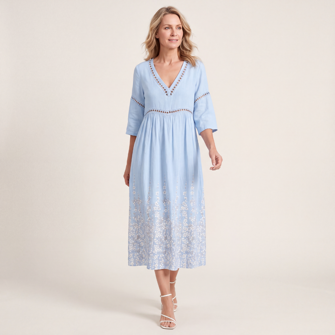 Soft Summer Midi Dress in Blue