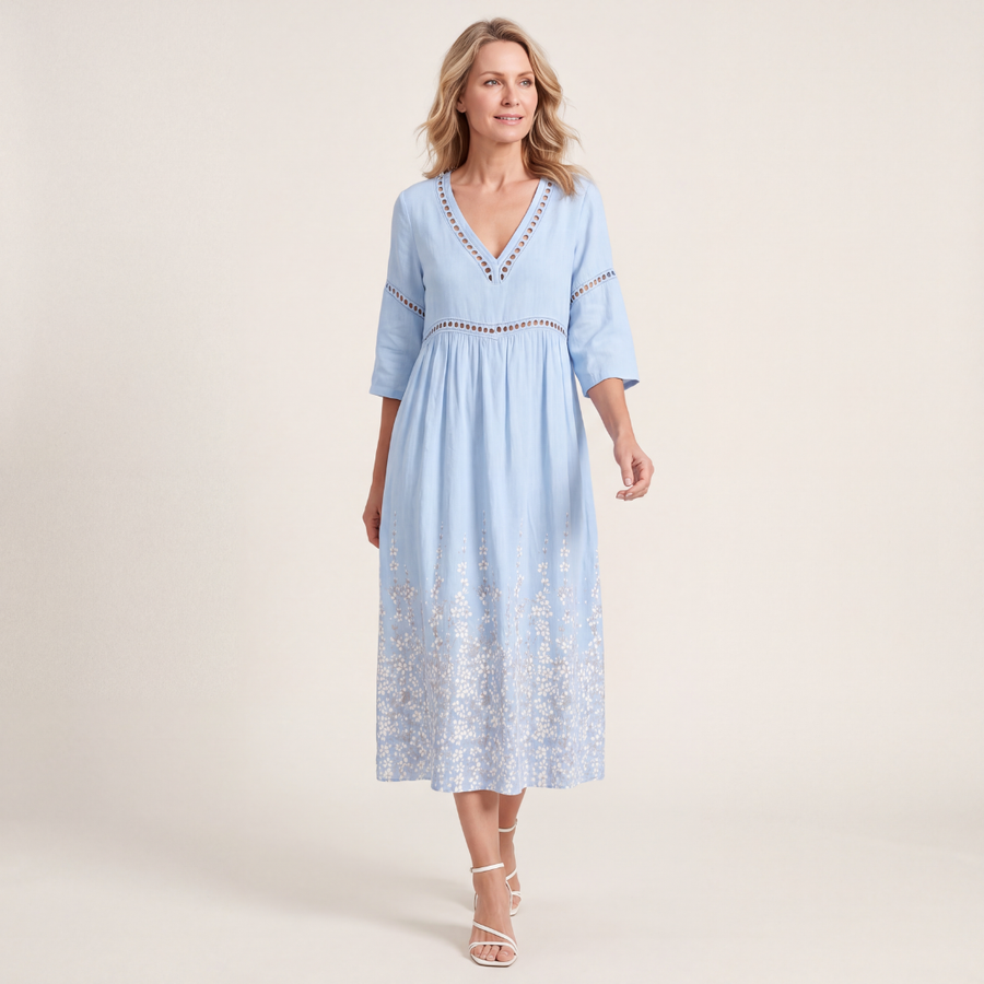Soft Summer Midi Dress in Blue