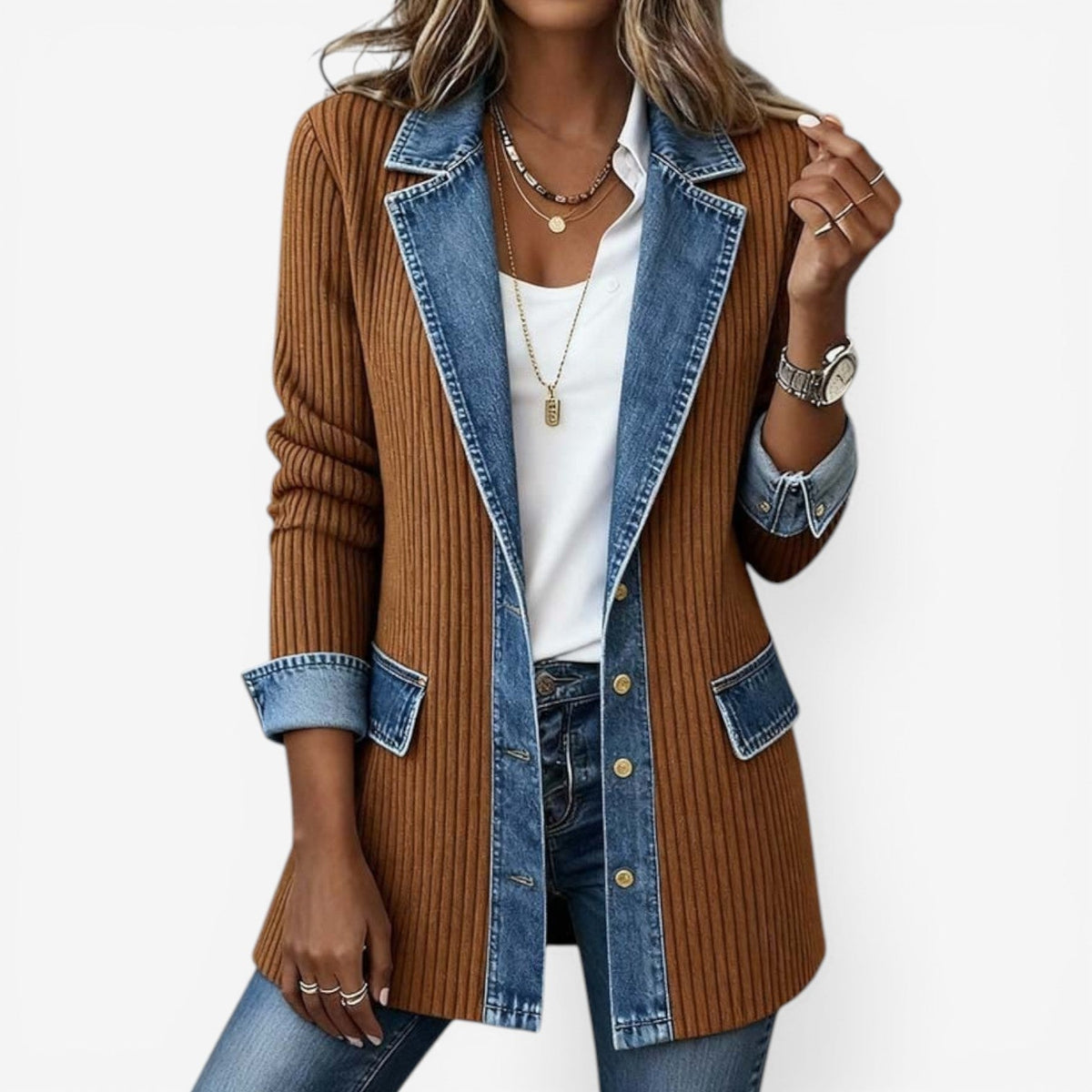 Emilia™ | Mixed Media Layered Jacket