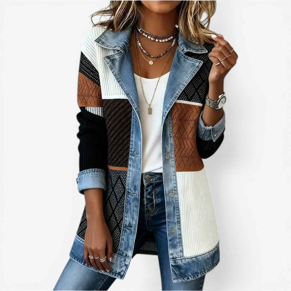 Emilia™ | Mixed Media Layered Jacket